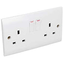 MK Logic Plus  K2647WHI, 13A Twin Switch Socket with NEON Indicator