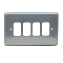 MK Albany Plus K3434BRC Four gang Grid Switch Front Plate - Brushed Chrome Finish