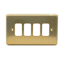 MK Albany Plus K3434SAG Four gang Grid Switch Front Plate - Satin Gold Finish