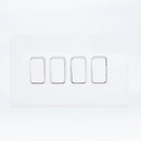 MK Dimensions White Finish 10A Four Gang 1 Way Grid Switch