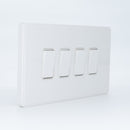 MK Dimensions White Finish 10A Four Gang 1 Way Grid Switch