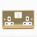 MK Albany Plus K2948SAG 13A Twin Switch Socket Outlet in Satin Gold Finish