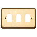 MK Albany Plus K3433SAG Three gang Grid Switch Front Plate - Satin Gold Finish