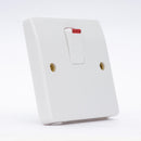 MK Logic Plus K5423WHI, 20A Double Pole Switch With Flex Outlet in Base and NEON Indicator
