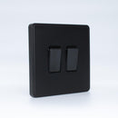 MK Dimensions Black Finish 20A Twin 1 Way Grid Switch