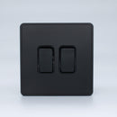 MK Dimensions Black Finish 20A Twin 1 Way Grid Switch