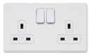 MK Dimensions KMH4347WHIC, 13A Twin Switch Socket Outlet in White Finish