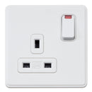 MK Dimensions MH4657WHIC, 13A Single Switch Socket Outlet with NEON in White Finish