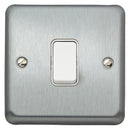 MK Albany Plus K4671BRC, 10A One gang 2 Way Plate Switch in Brushed Chrome Finish
