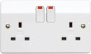 MK Logic Plus  K2647WHI, 13A Twin Switch Socket with NEON Indicator