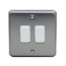 MK Albany Plus 20A Twin 1 Way Grid Switch in Brushed Chrome Finish