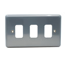 MK Albany Plus K3433BRC Three gang Grid Switch Front Plate - Brushed Chrome Finish