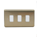 MK Albany Plus 10A Three Gang 2 Way Grid Switch in Satin Gold Finish