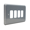 MK Albany Plus K3434BRC Four gang Grid Switch Front Plate - Brushed Chrome Finish
