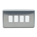 MK Albany Plus 10A Four Gang 2 Way Grid Switch in Brushed Chrome Finish