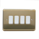 MK Albany Plus 20A Four Gang 2 Way Grid Switch in Satin Gold Finish