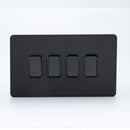 MK Dimensions Black Finish 10A Four Gang 1 Way Grid Switch