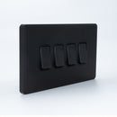 MK Dimensions Black Finish 20A Four Gang 1 Way Grid Switch