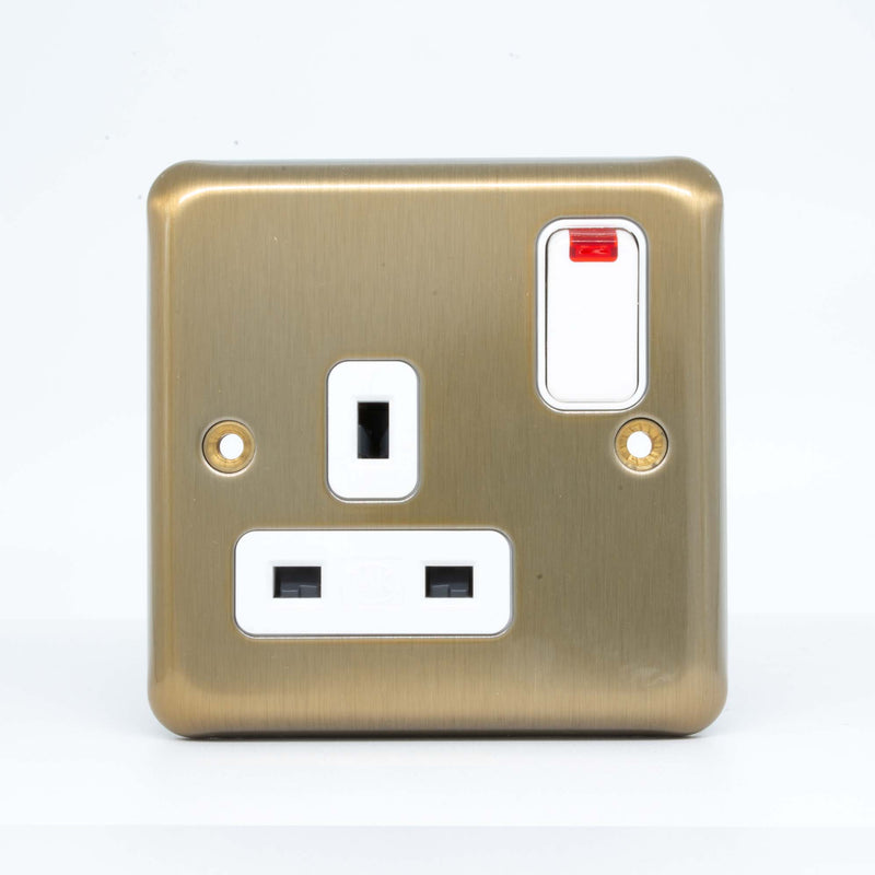 MK Albany Plus K2458SAG 13A Single Switch Socket with NEON in Satin Gold Finish