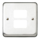 MK Albany Plus K3432BRC Double Gang Grid Switch Front Plate - Brushed Chrome Finish