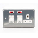 MK Albany Plus K5261BRC 45A Double Pole Main Switch and 13A Switch Socket Outlet with NEON in Brushed Chrome Finish