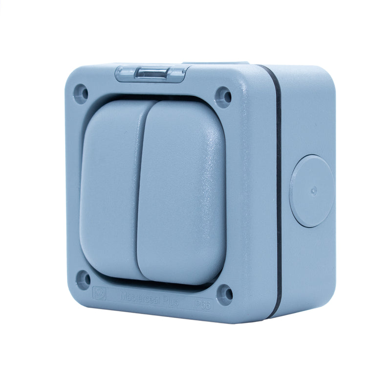 MK Masterseal K56422GRY, Weatherproof Double Switch  Enclosure (for use with any Two Switch Module)