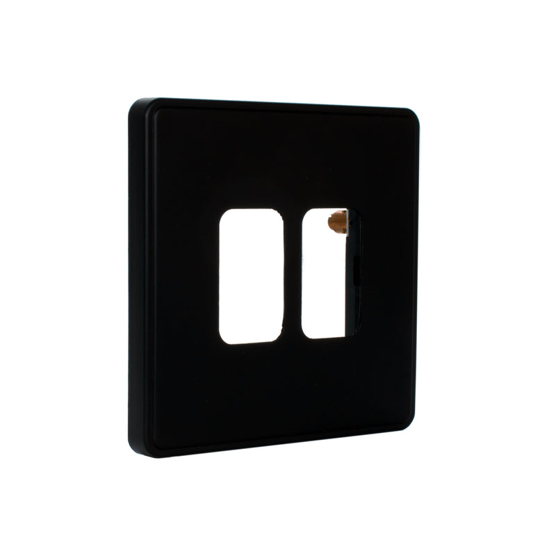MK Dimensions KMH4332BLKC, Twin Grid Switch Front Plate in Black Finish