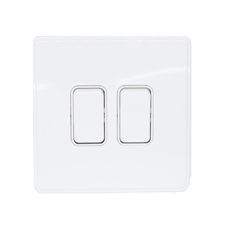MK Dimensions White Finish 20A Twin 2 Way Grid Switch