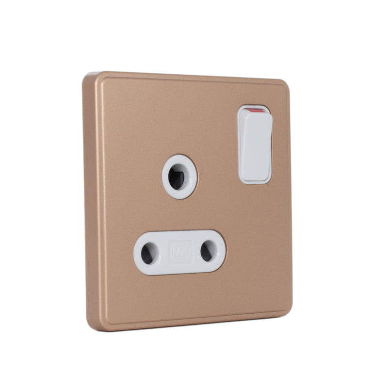MK Dimensions 15A Single Switch Socket Outlet - Champagne Finish