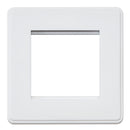MK Dimensions KMH4182WHIC Double Module Euro Front Plate for Telephone, Data/Internet, Satellite in White Finish