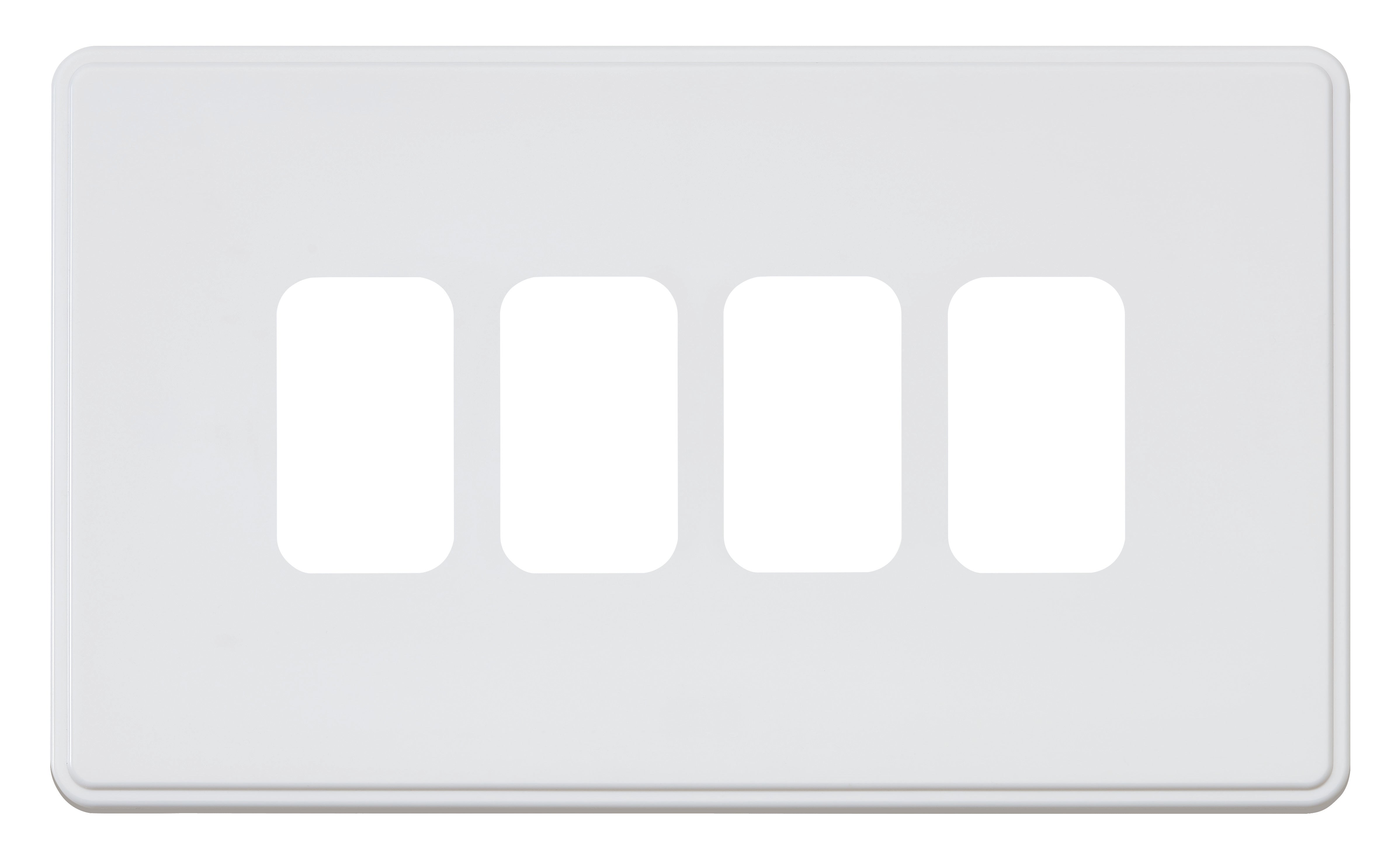 MK Dimensions KMH4334WHIC, Four Gang Grid Switch Front Plate in White