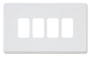 MK Dimensions KMH4334WHIC, Four Gang Grid Switch Front Plate in White Finish
