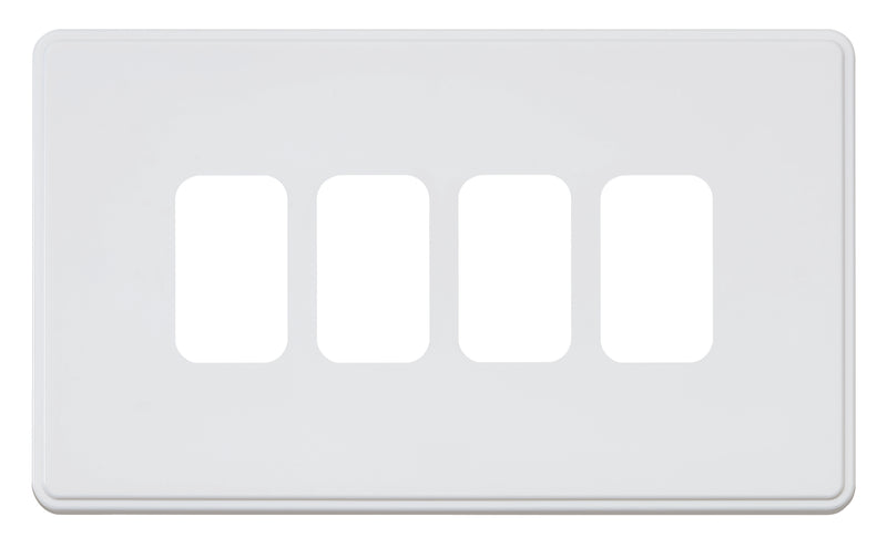 MK Dimensions KMH4334WHIC, Four Gang Grid Switch Front Plate in White Finish