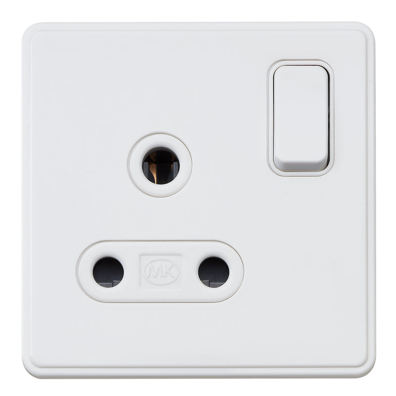 MK Dimensions MH4383WHIC, 15A Single Switch Socket Outlet in White Finish